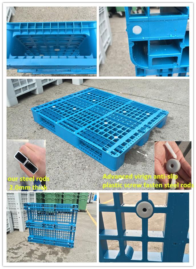 Pelari Tugas Berat 3 Runter Deck Rackable Plastic Pallet